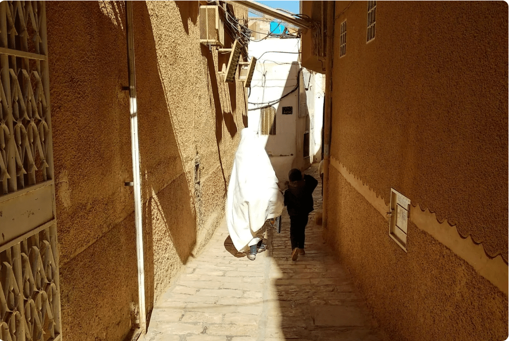 Light and shadow on Ghardaïa streets in Algeria
